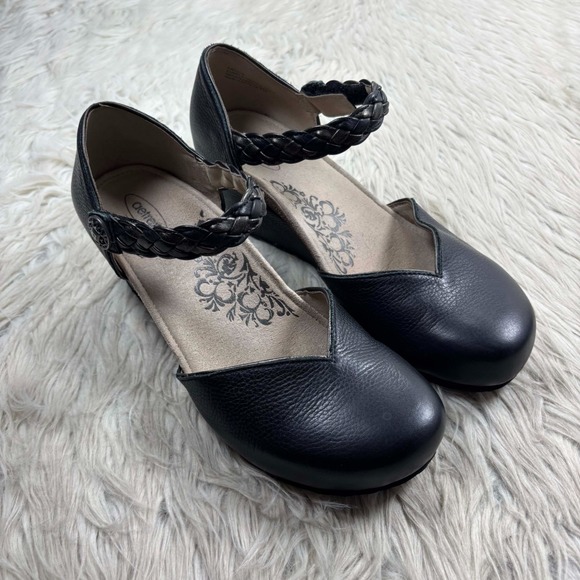 Aetrex Women's 10 Black Leather Mia Mary Jane Wedge Retro Feminine Classic - Picture 2 of 8